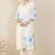 Women Floral Printed Sequinned Linen Kurta with Trousers & Dupatta