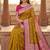 Mustard soft banarasi silk saree with zari weaving meenakari design