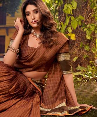 brown cotton silk printed traditional lehenga choli 2