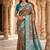Grey soft banarasi silk saree with zari weaving meenakari design