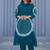 Teal Printed A-line Kurta Trousers Set