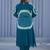 Teal Printed A-line Kurta Trousers Set
