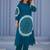 Teal Printed A-line Kurta Trousers Set