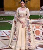 cream silk blend plain traditional lehenga choli