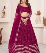 magenta georgette embroidered traditional lehenga choli