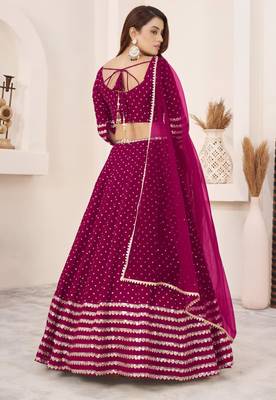 magenta georgette embroidered traditional lehenga choli 2