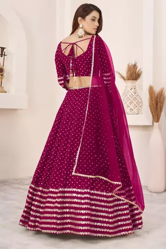 magenta georgette embroidered traditional lehenga choli