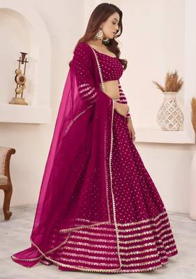 magenta georgette embroidered traditional lehenga choli 4