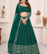 green georgette embroidered traditional lehenga choli