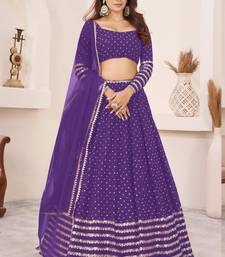 purple georgette embroidered traditional lehenga choli