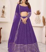 purple georgette embroidered traditional lehenga choli