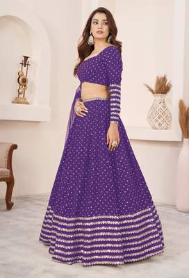 purple georgette embroidered traditional lehenga choli 2