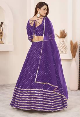purple georgette embroidered traditional lehenga choli 4