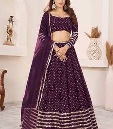 wine georgette embroidered traditional lehenga choli