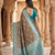 Grey soft banarasi silk saree with zari weaving meenakari design