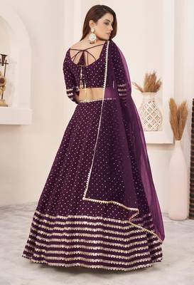 wine georgette embroidered traditional lehenga choli 4