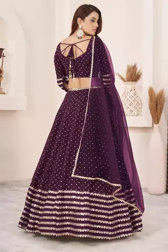 wine georgette embroidered traditional lehenga choli
