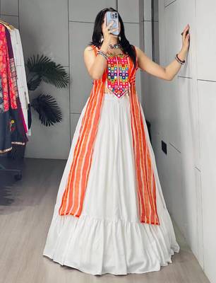 white rayon plain traditional lehenga choli with free size upto 42 1