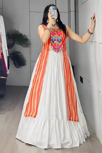 white rayon plain traditional lehenga choli with free size upto 42