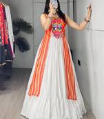 white rayon plain traditional lehenga choli with free size upto 42