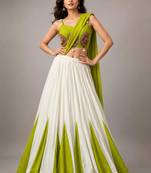 white cotton silk plain traditional lehenga choli with free size upto 42