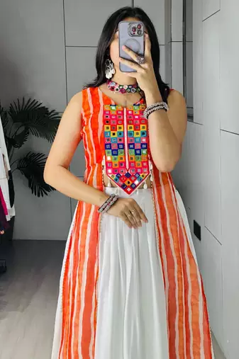 white rayon plain traditional lehenga choli with free size upto 42