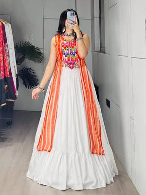 white rayon plain traditional lehenga choli with free size upto 42 3