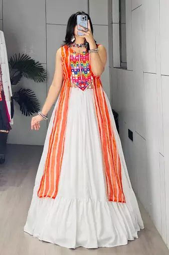 white rayon plain traditional lehenga choli with free size upto 42