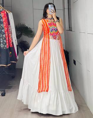 white rayon plain traditional lehenga choli with free size upto 42 4