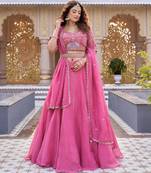 pink silk blend plain traditional lehenga choli