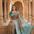 Grey soft banarasi silk saree with zari weaving meenakari design