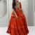 orange cotton silk embroidered traditional lehenga choli with free size upto 42