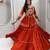 orange cotton silk embroidered traditional lehenga choli with free size upto 42