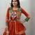 orange cotton silk embroidered traditional lehenga choli with free size upto 42