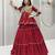 red cotton silk embroidered traditional lehenga choli with free size upto 42