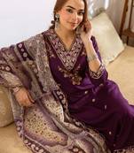 Women Ethnic Motifs Embroidered Thread Work Kurta with Trousers & With Dupatta