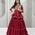 red cotton silk embroidered traditional lehenga choli with free size upto 42