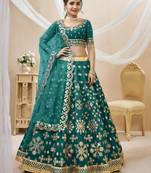 green art silk embroidered traditional lehenga choli