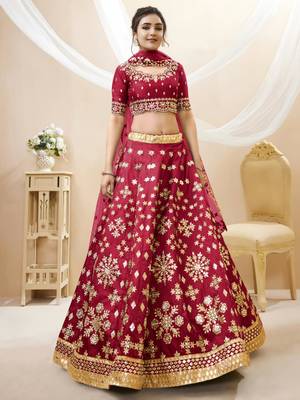 red art silk embroidered traditional lehenga choli 1