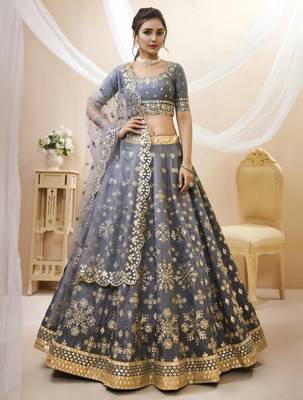 grey art silk embroidered traditional lehenga choli 1