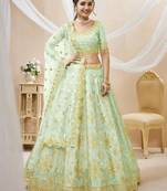 sea green art silk embroidered traditional lehenga choli