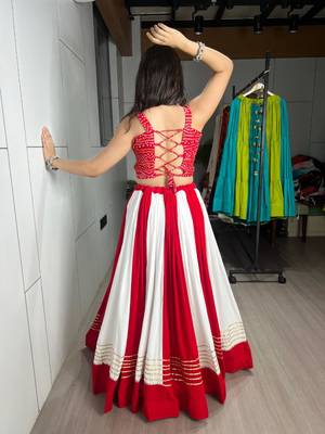 multicolor rayon printed traditional lehenga choli with free size upto 44 2