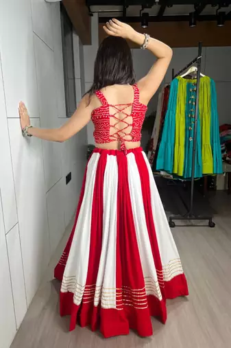 multicolor rayon printed traditional lehenga choli with free size upto 44
