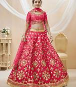 rani pink art silk embroidered traditional lehenga choli