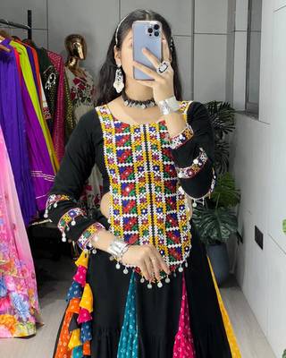 multicolor rayon printed traditional lehenga choli with free size upto 44 4