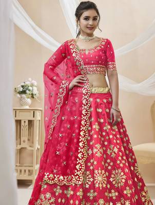 rani pink art silk embroidered traditional lehenga choli 2