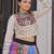 multicolor cotton silk embroidered traditional lehenga choli with free size upto 42