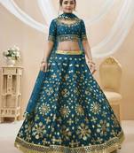 blue art silk embroidered traditional lehenga choli