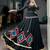 black silk blend embroidered traditional lehenga choli with free size upto 42