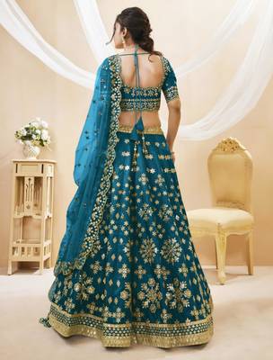 blue art silk embroidered traditional lehenga choli 2